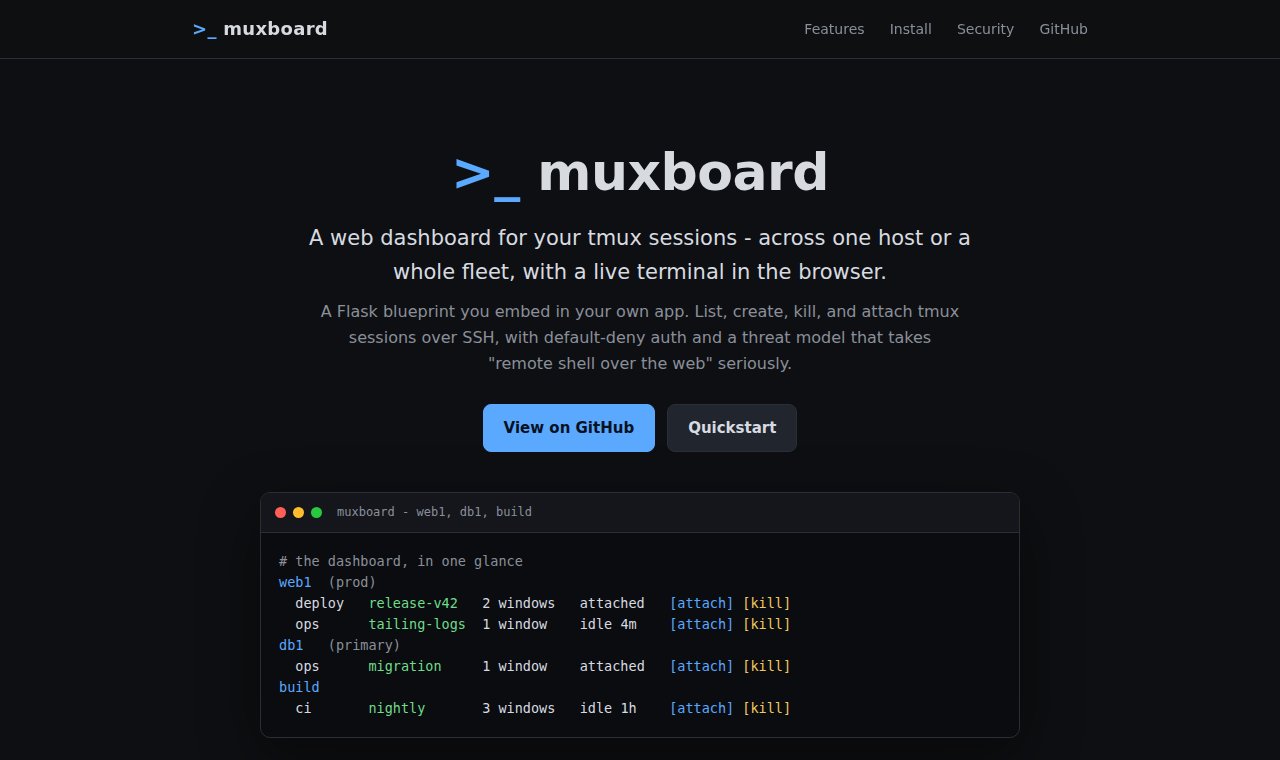 muxboard tmux web dashboard